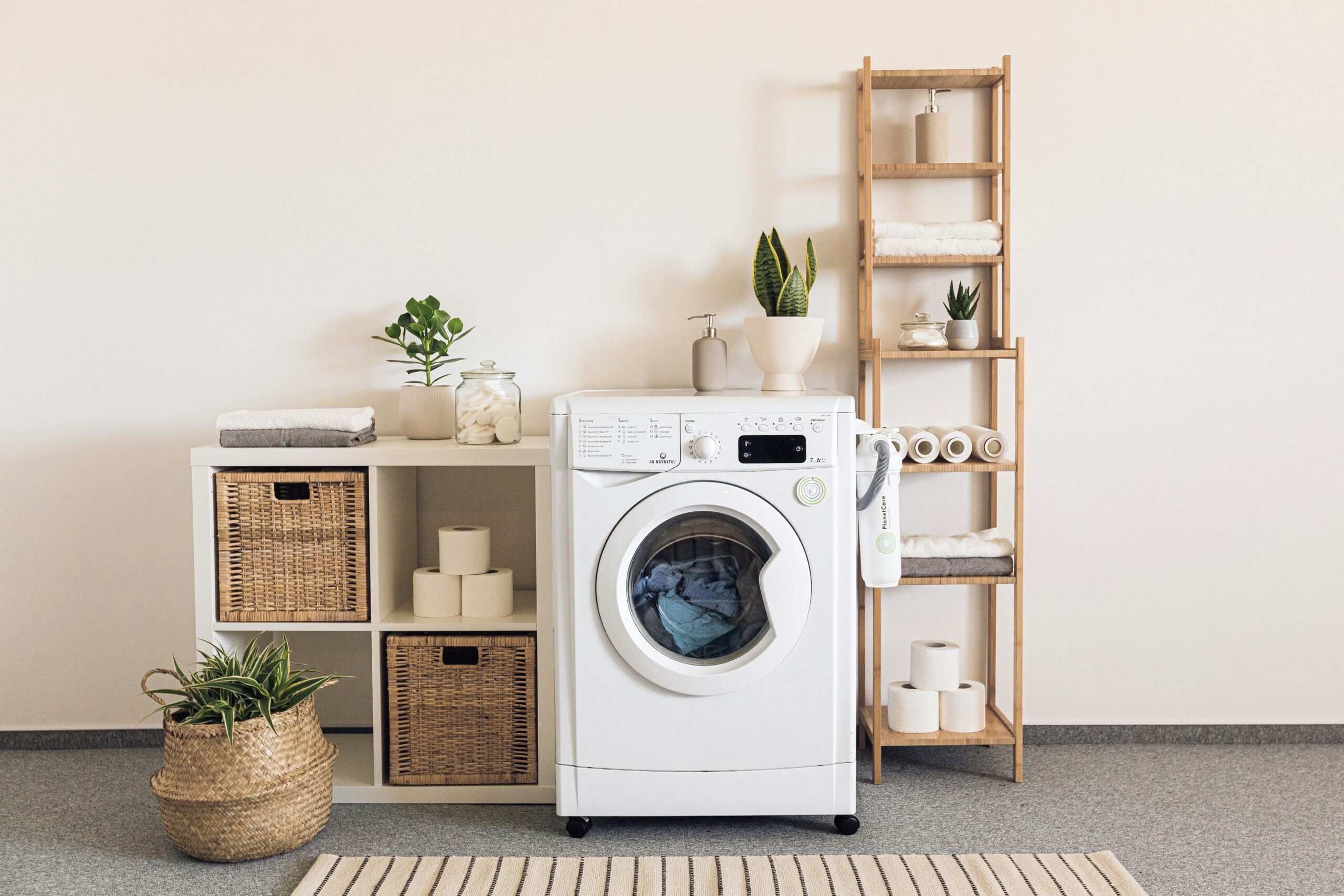 A washer and dryer in a room - How to Fix a Leaking Washing Machine