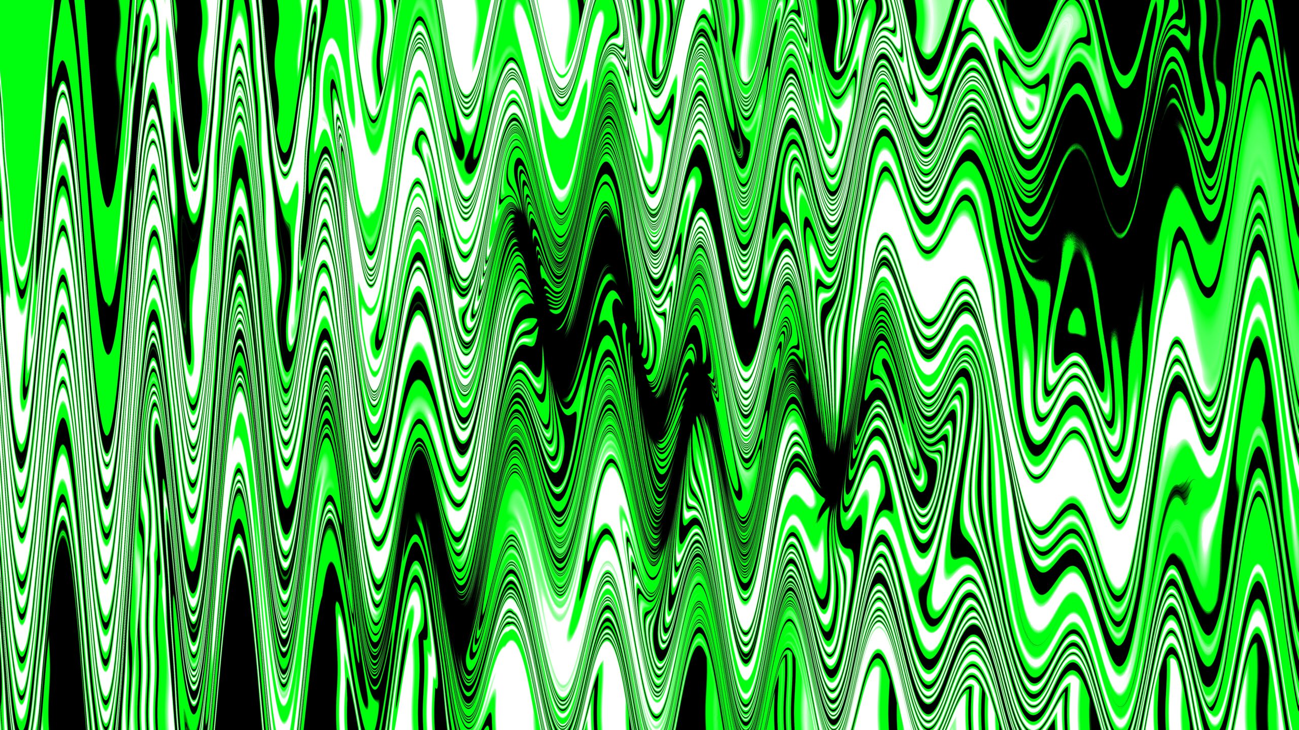 Green and white wavy lines create a dynamic abstract design.