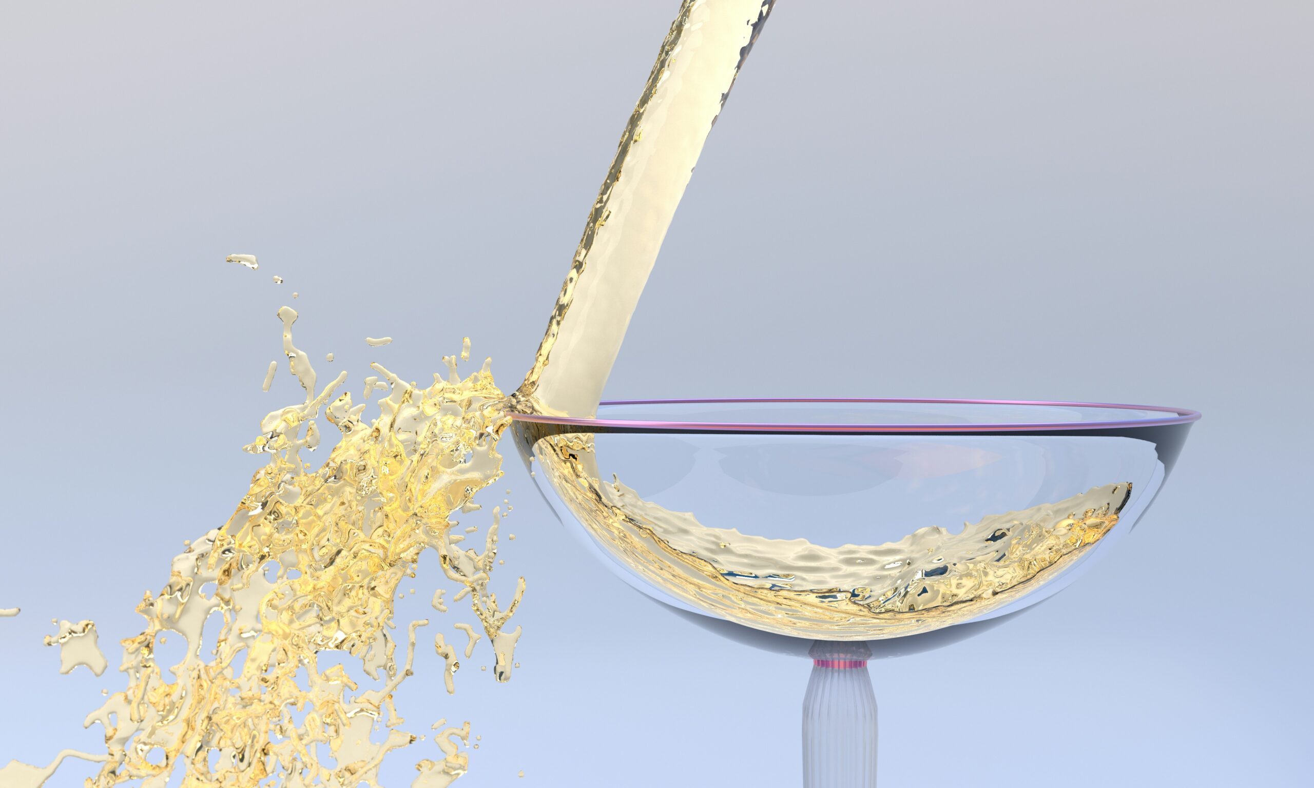 A glass of white wine being poured into it
